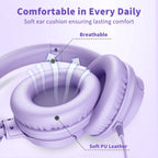 Botesty Sound Headphones Wired with Mic for School, 3.5mm Plug in, Purple