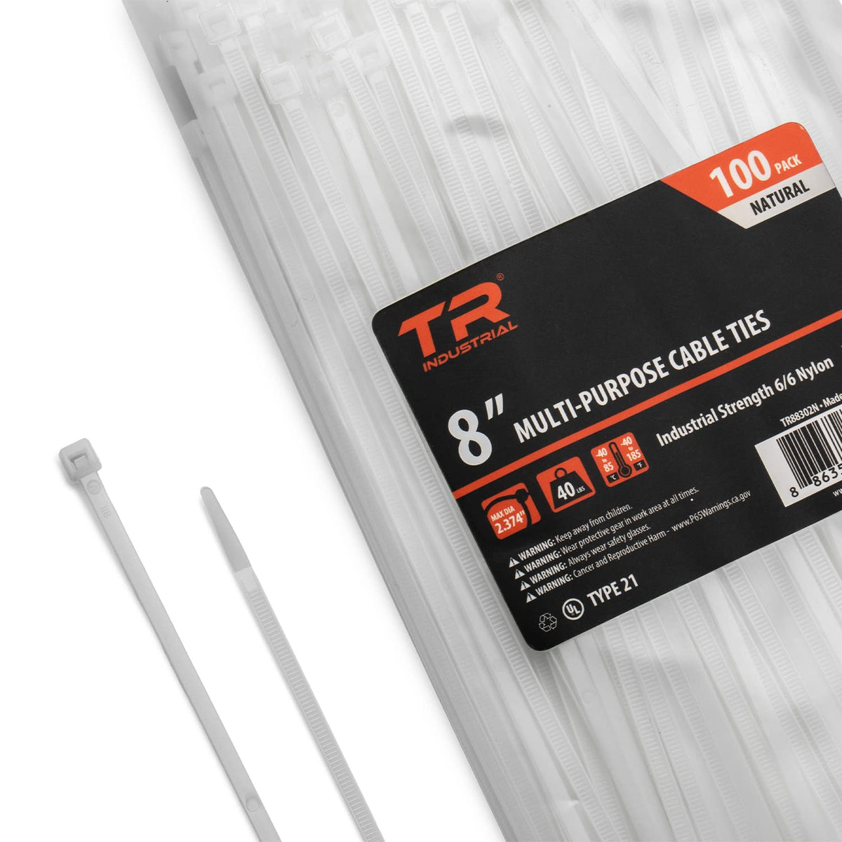 TR Industrial Multi-Purpose Natural Cable Ties, 48 inches, 50 Pack