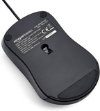 Amazon Basics USB Silent Wired Mouse, Black, 3-Button Optical