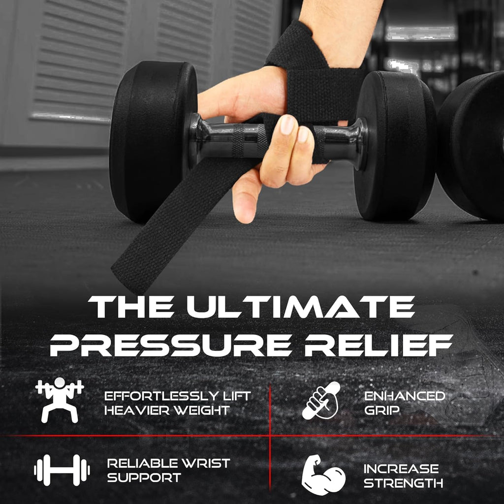 BEAST RAGE Weight Lifting Straps Fitness Padded Cotton Wrist Support Gel Advanced Grips Dumbbell Bar Wraps Heavy Duty Gym Bodybuilding Straps Power Deadlift Barbells Non Slip Exercise