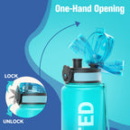 Sahara Sailor Water Bottle 1L, Leakproof Tritan Bottle with Time Marker