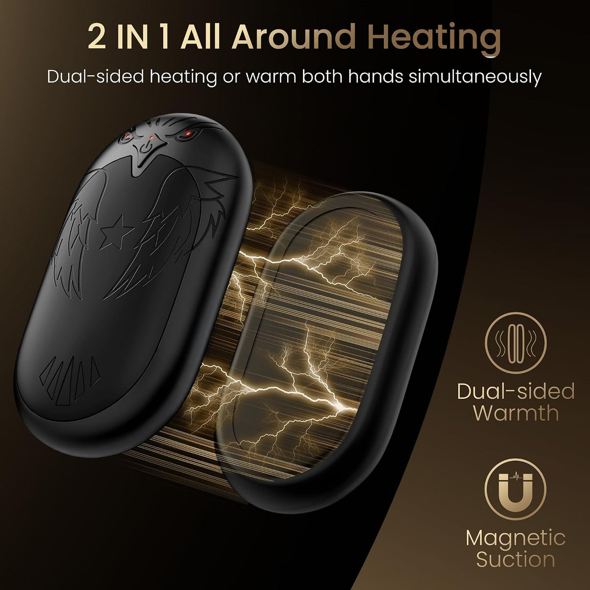 Rechargeable Hand Warmers 2 Pack, 24 Hrs Warmth, Magnetic Electric Heater
