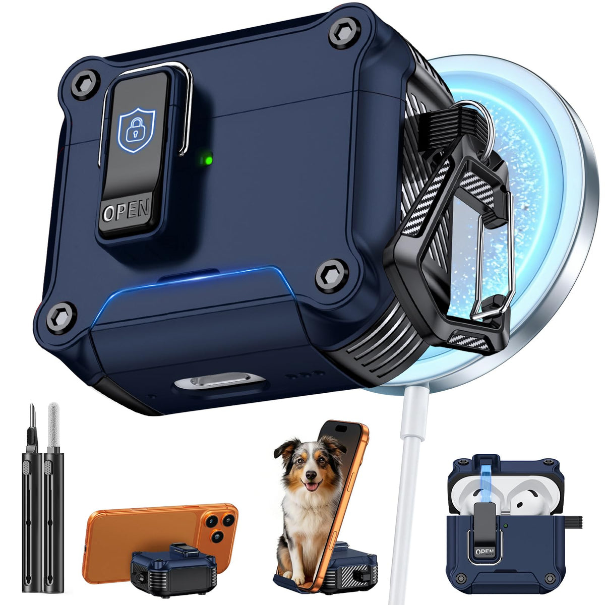 Inesore for AirPods AirPods Pro 1st/2nd Case with Secure Lock (Black)
