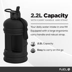 Fuel24 Jug - 2.2 Litre Water Bottle - Extra Strong Flex Material - Drop Proof, Pop or Straw Cap Options - 2.2L Large Gym Sports Bottle, BPA FREE