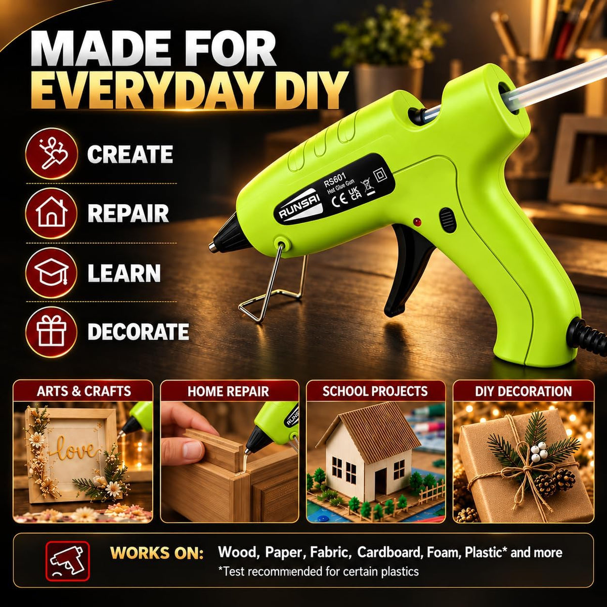 RUNSAI® Hot Glue Gun Kit, 30W Mini Glue Gun with 30pcs 7mm Sticks