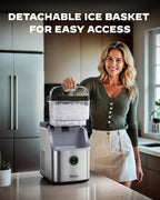 Silonn Ice Maker Countertop, 9 Cubes Ready in 6 Mins, 26lbs in 24Hrs, Self-Cleaning Ice Machine with Ice Scoop and Basket, 2 Sizes of Bullet Ice for Home Kitchen Office Bar Party