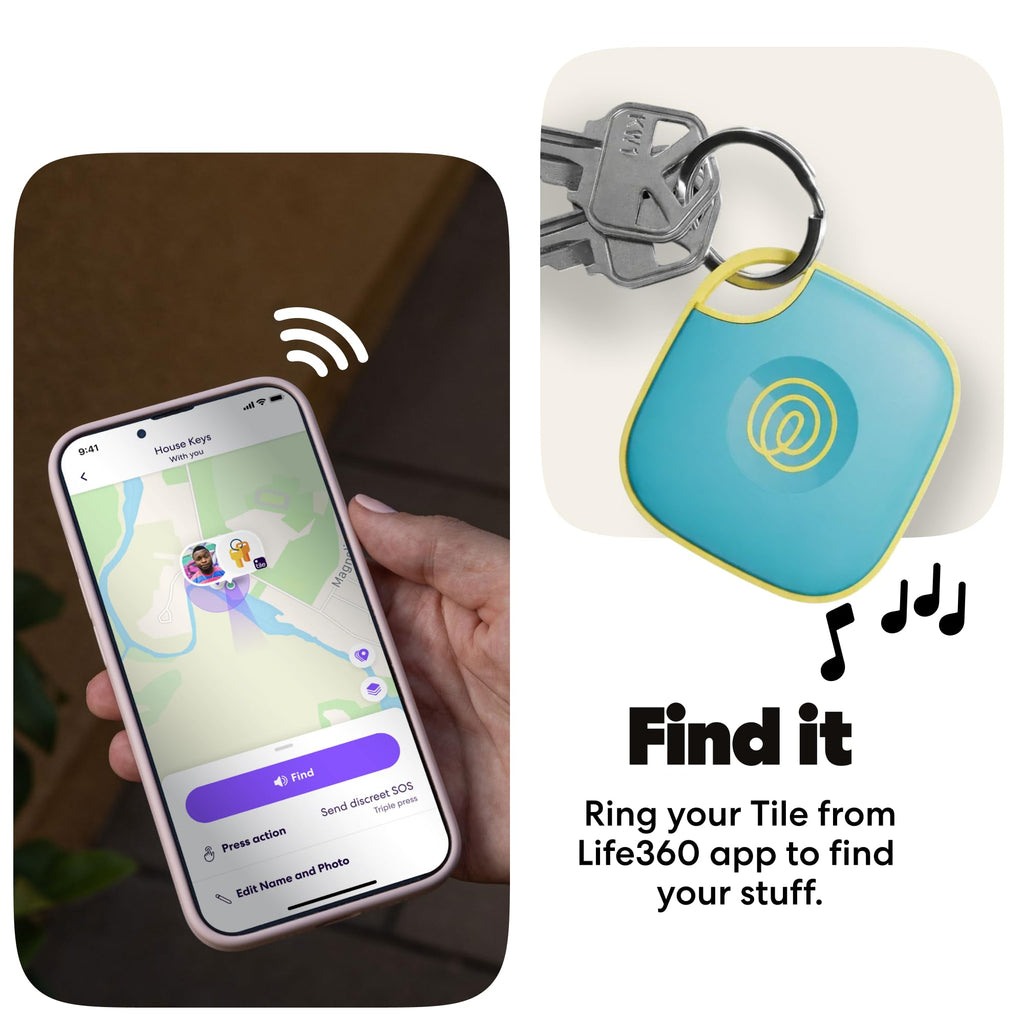 Life360 Tile - Bluetooth Tracker, Keys Finder and Item Locator for Keys, Bags and More. Phone Finder. Both iOS and Android Compatible. 1-Pack (Black)