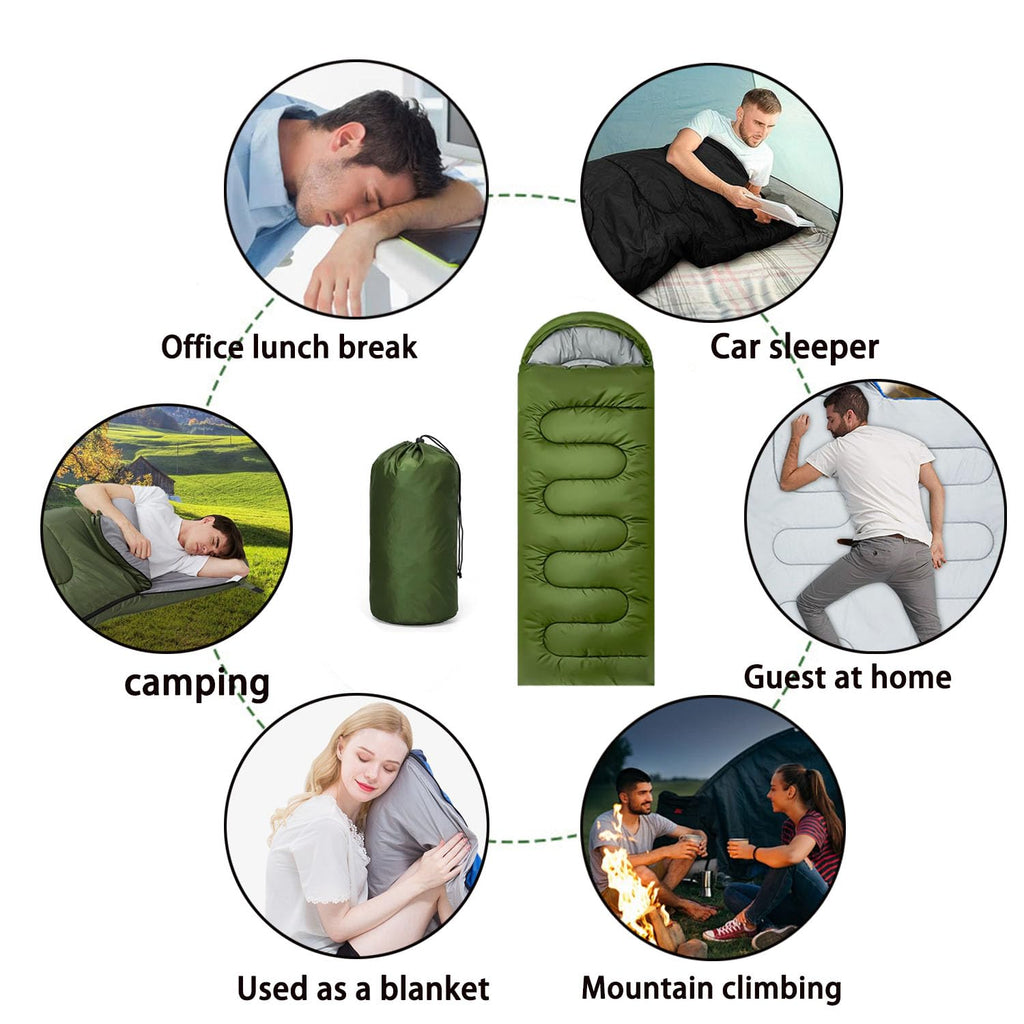 Sleeping Bag for Camping,Sleeping Bags for Adults Backpacking Waterproof,3 Seasons Adult Blanket,Small Packed Ultralight Carry Bag, Soft,Thick and Warm,for Outdoor Camping,Travel,Hiking
