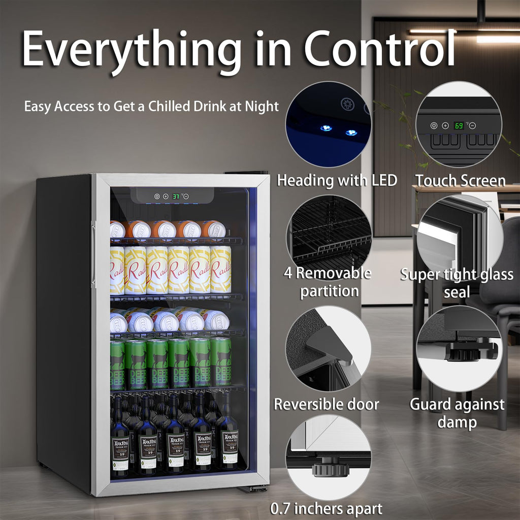DOGHLY 0.95 Cu.Ft Mini Fridge Mirror Door for Beverages & Skincare, 24 Cans