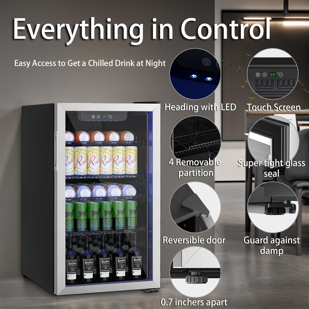 DOGHLY 0.95 Cu.Ft Mini Fridge Mirror Door for Beverages & Skincare, 24 Cans