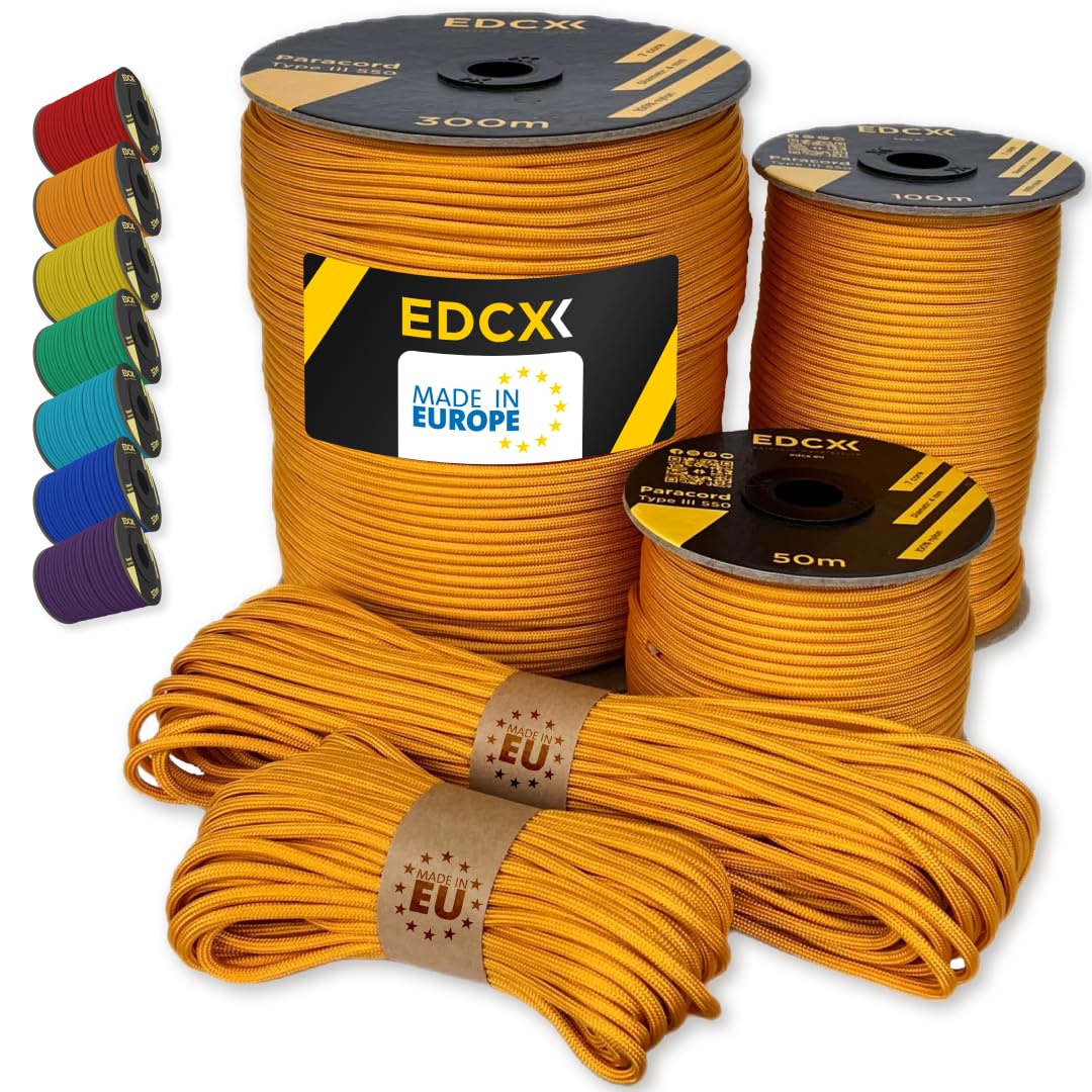 Paracord 550 4mm, 35+ Solid Colors (10m, 15m, 30m, 50m, 100m, 300m)