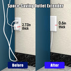 CABOCASA 3FT Flat Plug Extension Cord Power Strip 3 Outlets White Upward