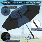 NINEMAX Large Golf Umbrella Windproof Strong 54/62/68 Inch,Extra Big Golf Umbrellas Automatic Open Double Canopy for Gents Women