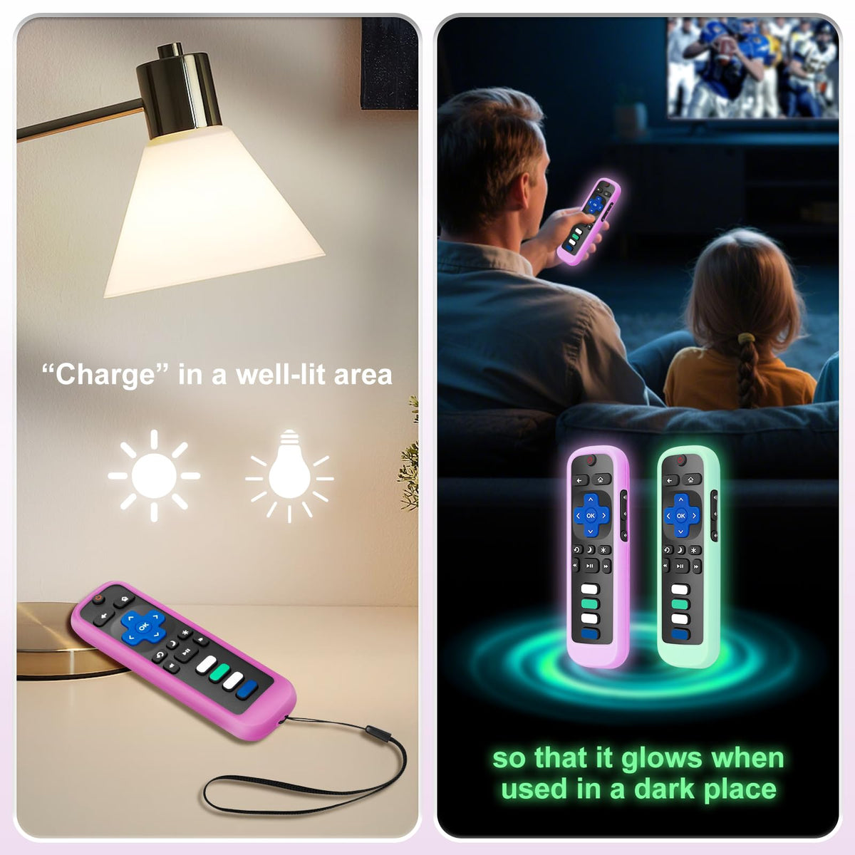 for Roku-Remote-Cover,Glow in The Dark Silicone Protective Case