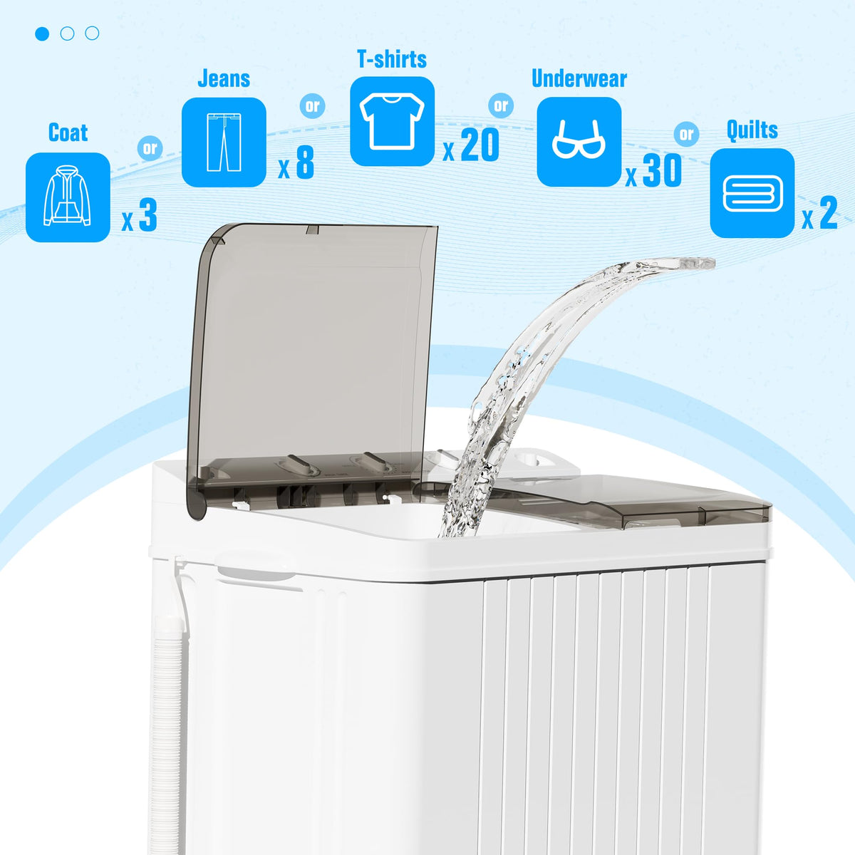 Superday Portable Washing Machine, 25.4lbs Mini Washing Machine and Spin Dryer Combo, Mini Twin Tub Laundry Machine for Camping, Apartments, Dorms, College Rooms, RV, Delicates, Grey