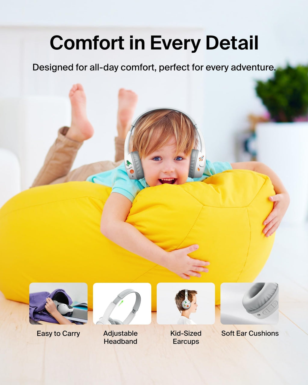 Belkin SoundForm Mini Kids Headphones, Wireless & Wired, 30H Playtime, Case