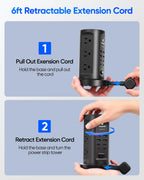 Power Strip Tower, kakyanill PD 65W Charging Station 9 AC Outlets 8 USB