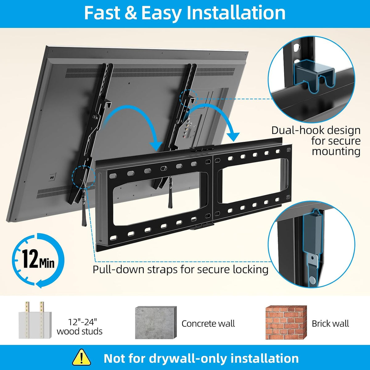 HOME VISION Heavy Duty Tilt TV Wall Mount for 32-86 Inch Flat/Curved Screen