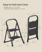 SONGMICS 3-Step Ladder, Folding Step Ladder, Safety, Holds up to 150KG