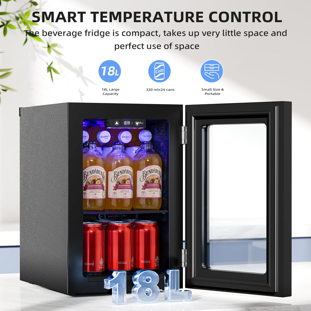 Antarctic Star 12 Bottle 48 Can Beverage Refrigerator Cooler - Mini Fridge Glass Door for Beer Soda Drinks or Wine,Freestanding Beverage Fridge for Home and Bar with Adjustable Shelving, 1.3 Cu. Ft.