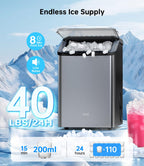 WIE Nugget Ice Maker Countertop, Sonic-Style Chewable Nugget Ice, 40lbs/Day, Fast Ice Making, Quiet Operation, Self-Cleaning Ice Maker Machine, Compact Ice Machine for Home Kitchen Party