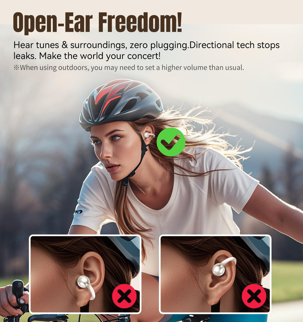 Kinglucky Clip-On Earbuds Gen 3, Open-Ear Wireless Bluetooth 6.0 Headphones with Mic, Secure Fit for Small Ears & Glasses Wearers, 50H Playtime, LED Digital Display, ENC, IPX5 Waterproof(Balck)