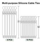 24Pcs Silicone Cable Ties, Cord Organizer Cable Management-Multi
