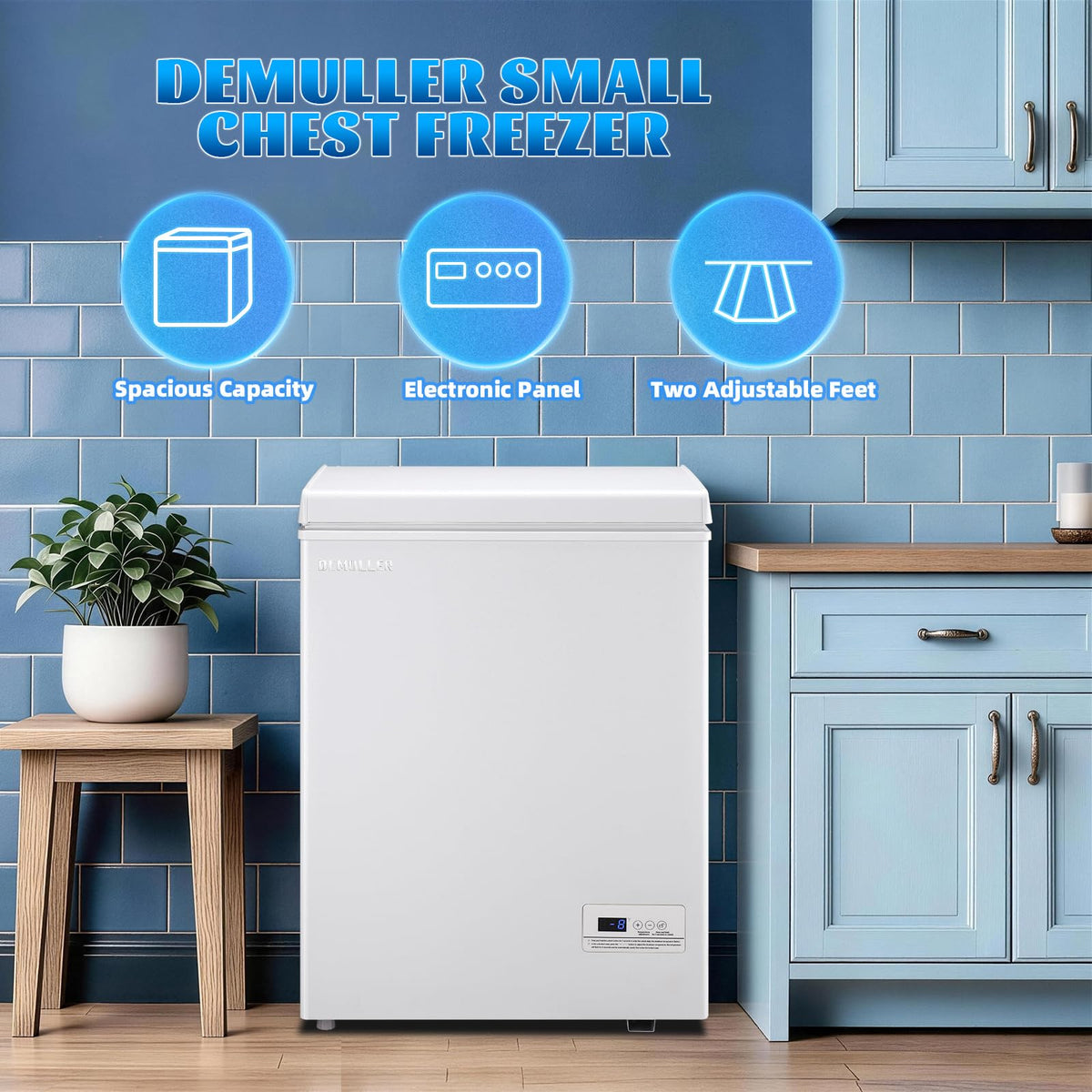 DEMULLER 3.2 CU.FT Small Deep Freezer with Electronic Panel Black