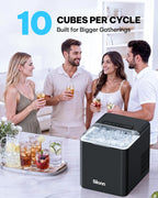 Silonn Ice Maker Countertop, 9 Cubes Ready in 6 Mins, 26lbs in 24Hrs, Self-Cleaning Ice Machine with Ice Scoop and Basket, 2 Sizes of Bullet Ice for Home Kitchen Office Bar Party