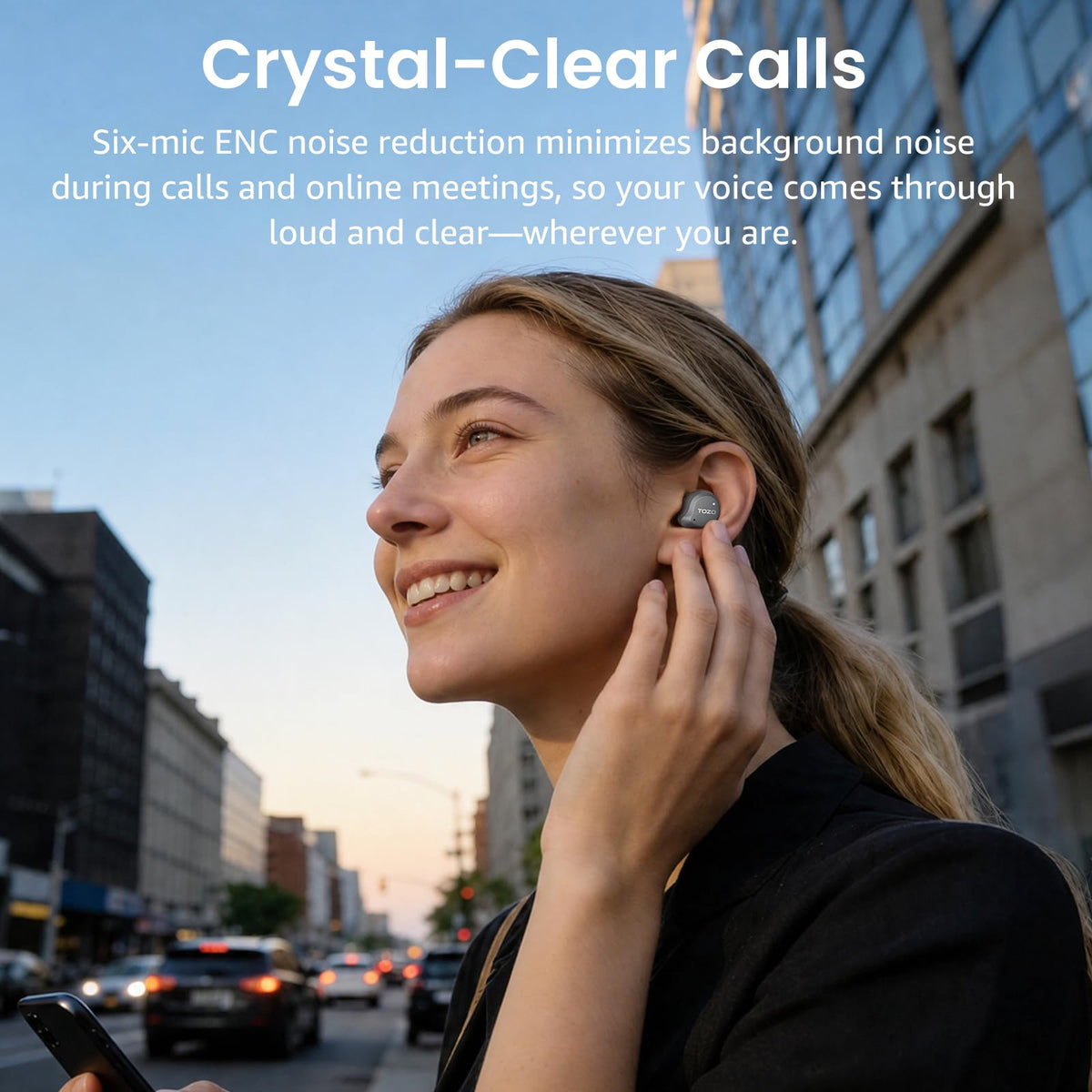 TOZO NC9 Hybrid Active Noise Cancelling Wireless Earbuds, 60H, LED Display