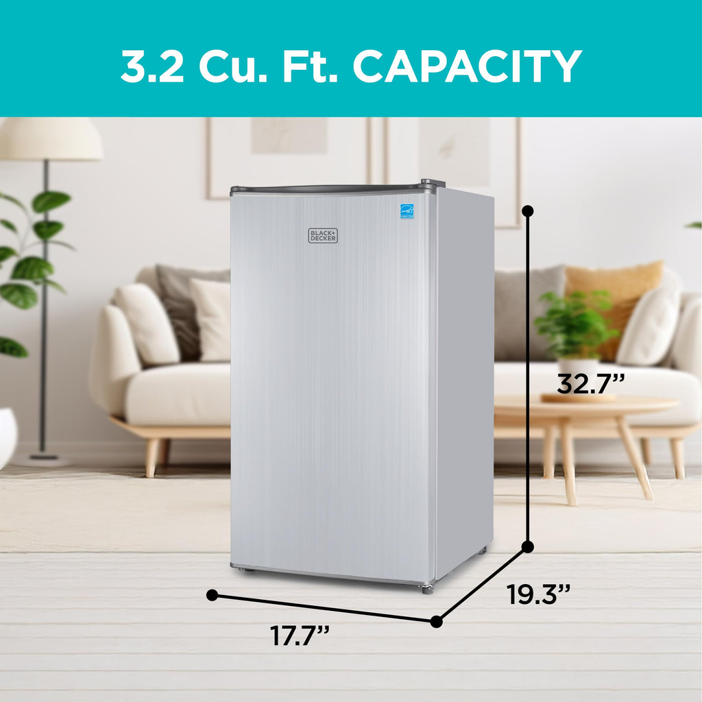 BLACK+DECKER 2.5 Cu. Ft. Compact Refrigerator, BCRK25V, Stainless Look