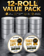 Black Duct Tape Heavy Duty: 3 Rolls 2inch x 20yd Wide Waterproof Outdoor - Strong Adhesive Weather Tapes Repair Bulk - Ductape for Patterns Masking Packing Furniture Kids Craft (3, Matte Black)