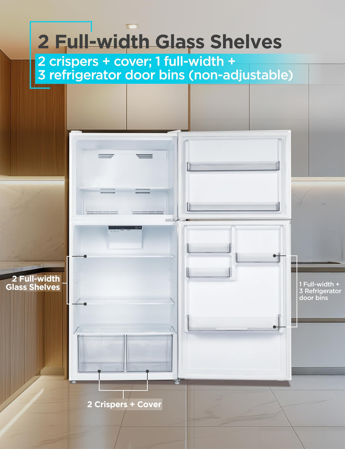 BLACK+DECKER 18.1 Cu. Ft. Top Mount Refrigerator with Ice Maker, BR1810HIMB