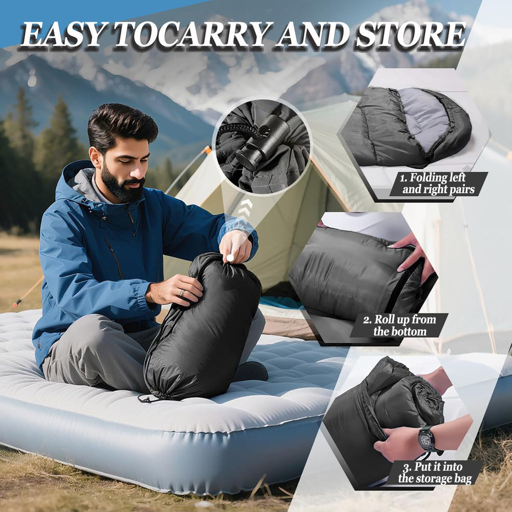 Sleeping Bag for Camping,Sleeping Bags for Adults Backpacking Waterproof,3 Seasons Adult Blanket,Small Packed Ultralight Carry Bag, Soft,Thick and Warm,for Outdoor Camping,Travel,Hiking