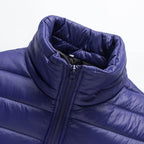 Men Winter Warm Down Jacket Long Sleeve Quilted Coats Casual Puffer Jackets Mens Outdoor Ski Hiking Windproof Stand Collar Full Zip Outwear Solid Color Thermal Coat