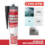 EVO-STIK Multipurpose Silicone Sealant White - Waterproof & Mould Resistant