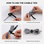 Nettbe 60 PCS 6 Inch Adjustable Cable Ties, Reusable Cord Management Straps