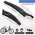 Bike Mudguard Set, Portable Adjustable Road Mountain Bike Bicycle Cycling Tires Front and Rear Mud Guard Fenders for MTB Mountain Road Bike