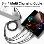 Multi Charging Cable 2 Packs 4FT,3A 3 in 1 Charging Cord for iPhone,Samsung