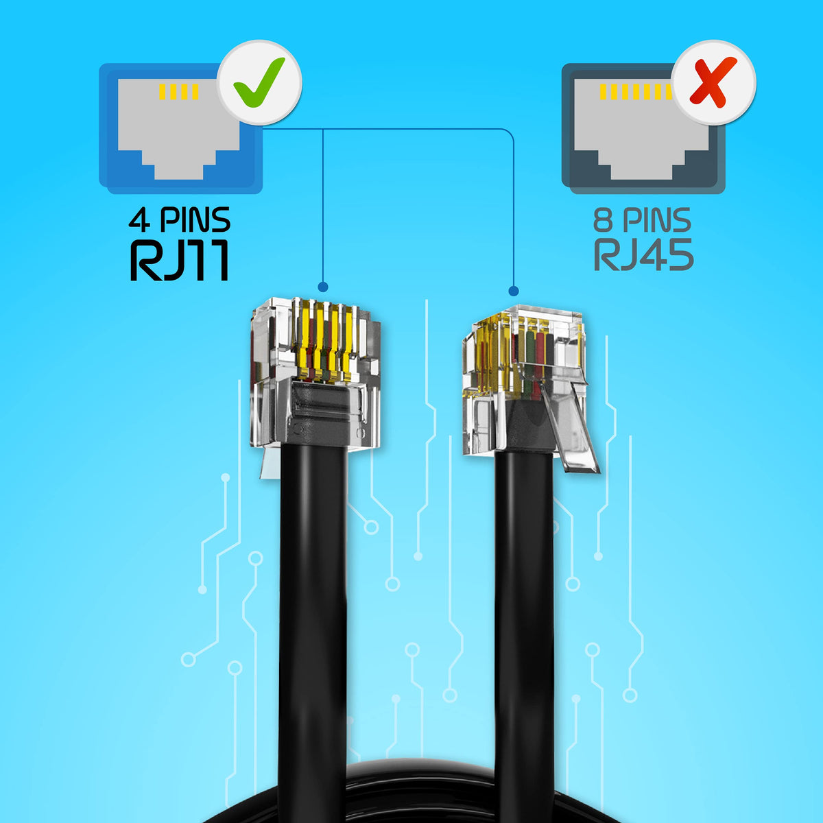 ASNQ High Speed Broadband RJ11 to RJ11 Cable for Landline Telephone, Router, Modem to RJ11 Phone Socket or Microfilter - ADSL Cable 5m with OFC Wires and PVC Cover - Internet DSL Cable - Flat, White