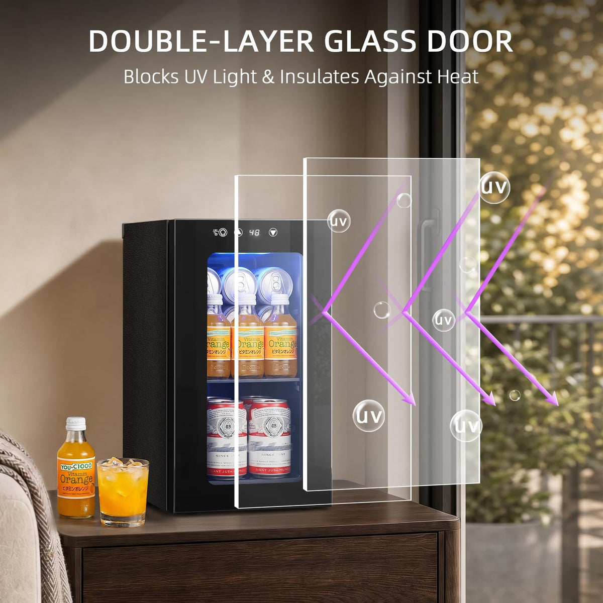 Antarctic Star 18L Mini Fridge Cooler 24Can, Beverage Refrigerator with Quiet Compressor, LED Light,Freestanding Small Fridge with Electronic Temperature Control for Home and Bar(40-61 ℉)
