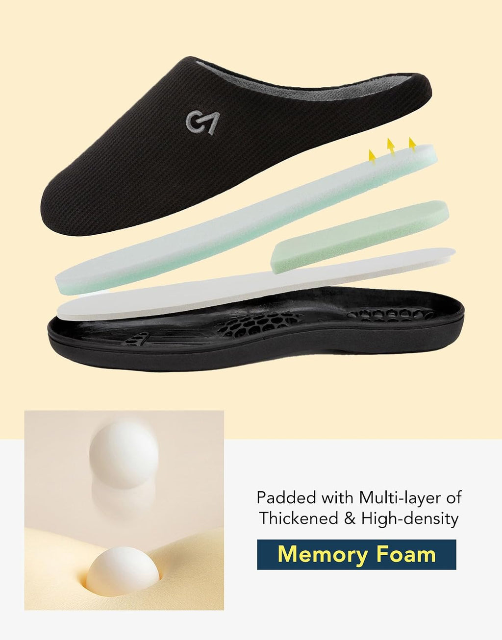 VeraCosy Men's Two-Tone Memory Foam Slippers