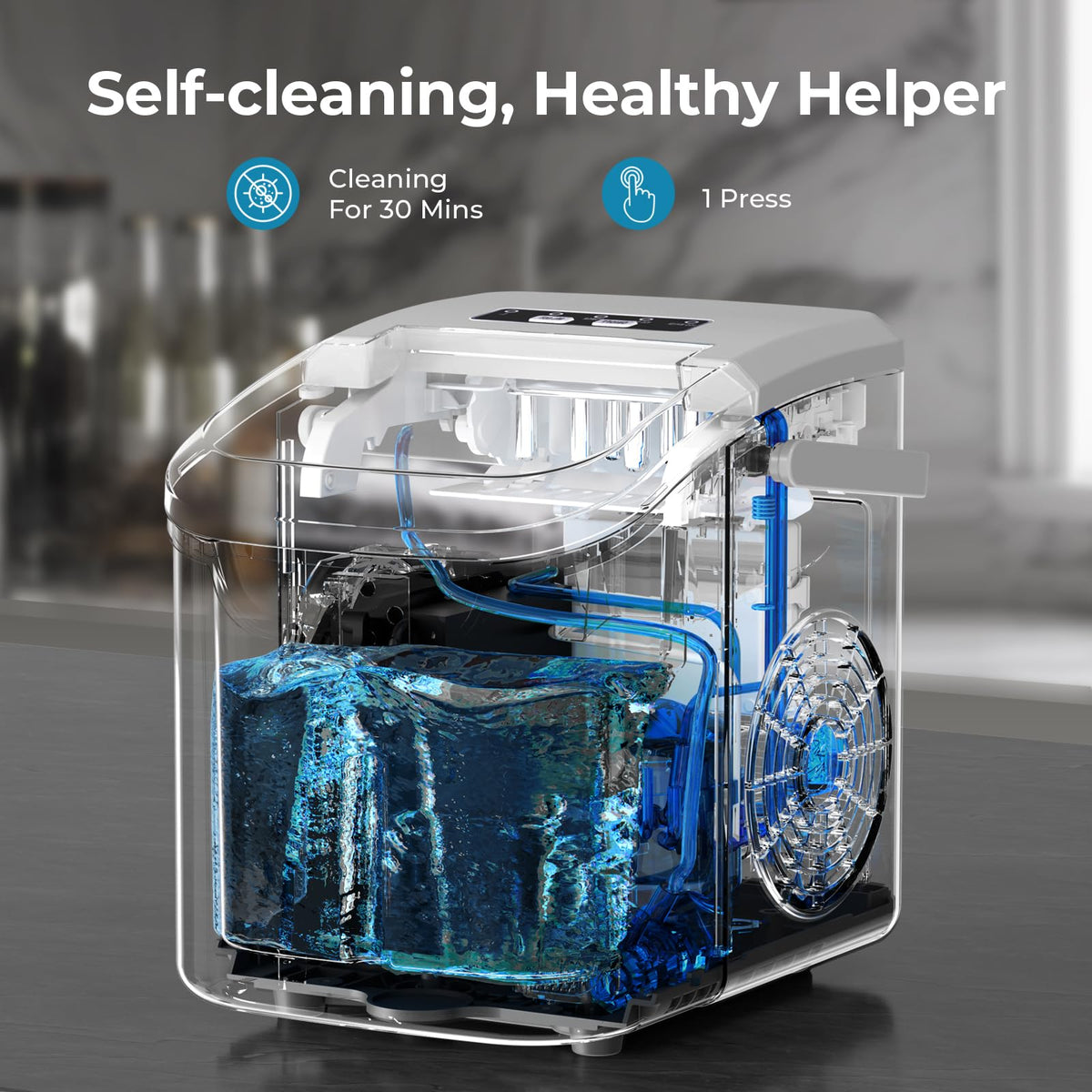 Antarctic Star Countertop Ice Maker Machine, 26Lbs/Day Fastest 6‑Min Ice
