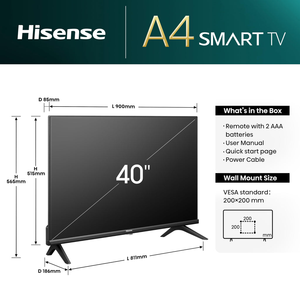 Hisense 40 Inch 40E4QTUK FHD LED TV with Freely