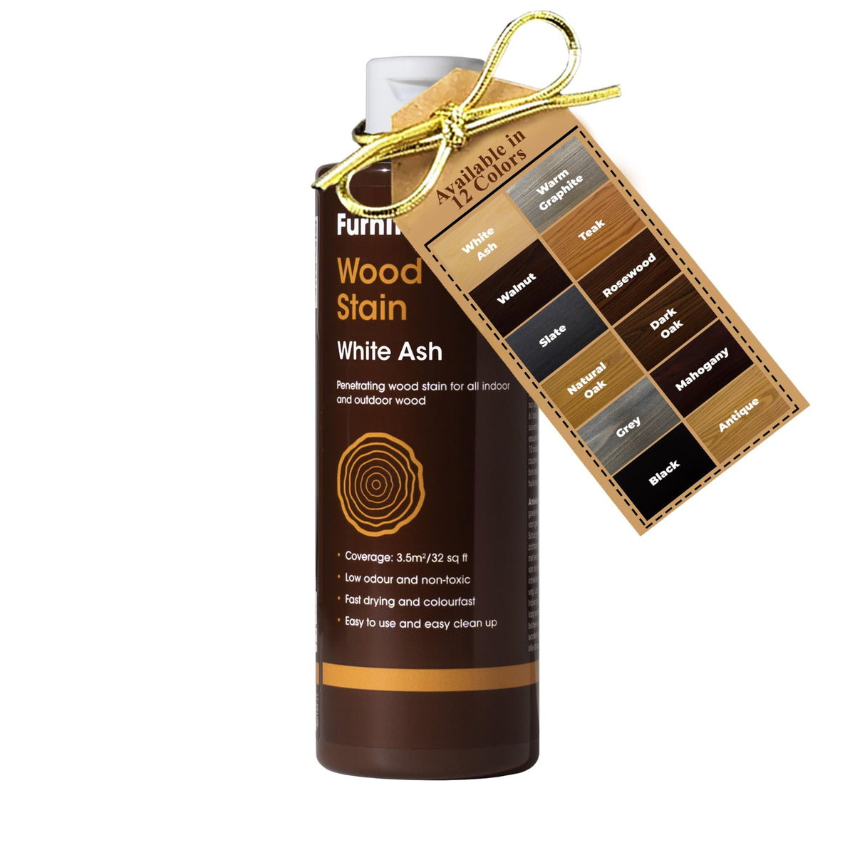 Furniture Clinic Wood Stain (Dark Oak) – Fast Drying, Highly Concentrated, and Easy-to-Apply Wood Stain for All Indoor & Outdoor Wood – Water Based & Non-Toxic – 250ml
