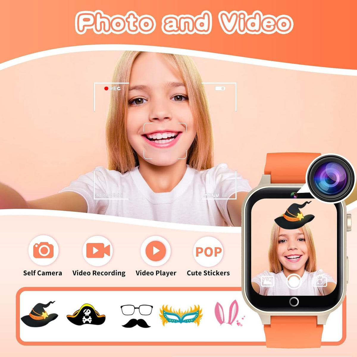 Kids Smart Watches Girls Age 5-12, 26 Games High-Resolution Touchscreen Kids Watch with Video Camera Music Player Pedometer Flashlight 12/24 hr Educational Toys Birthday Gifts for Girls Ages 6 7 8