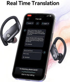 bmani Ear Buds Wireless Earbuds Bluetooth Headphones with 80H Playtime LED Display Case, Over-Ear Hook with Mic, Stereo Sound, Easy Button Controls, Sports Earphones for Running Workout Gym Black