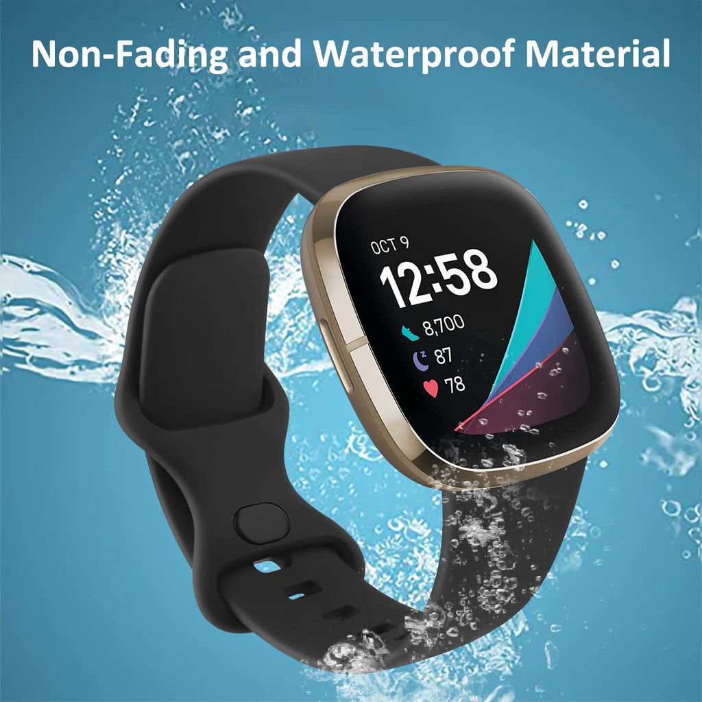 AK Straps for Fitbit Sense 2/Fitbit Sense/Fitbit Versa 4/Fitbit Versa 3 Straps for Women Men,Silicone Sport Classic Soft Replacement Straps Compatible with Fitbit Versa 3/Versa 4/Sense/Sense 2