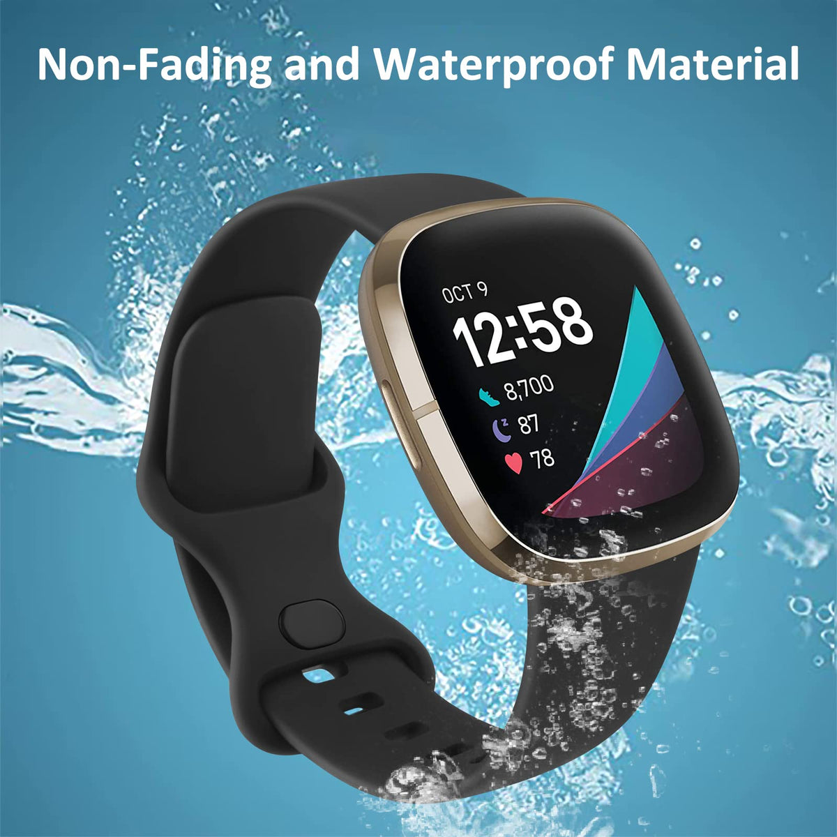 AK Straps for Fitbit Sense 2/Fitbit Sense/Fitbit Versa 4/Fitbit Versa 3 Straps for Women Men,Silicone Sport Classic Soft Replacement Straps Compatible with Fitbit Versa 3/Versa 4/Sense/Sense 2
