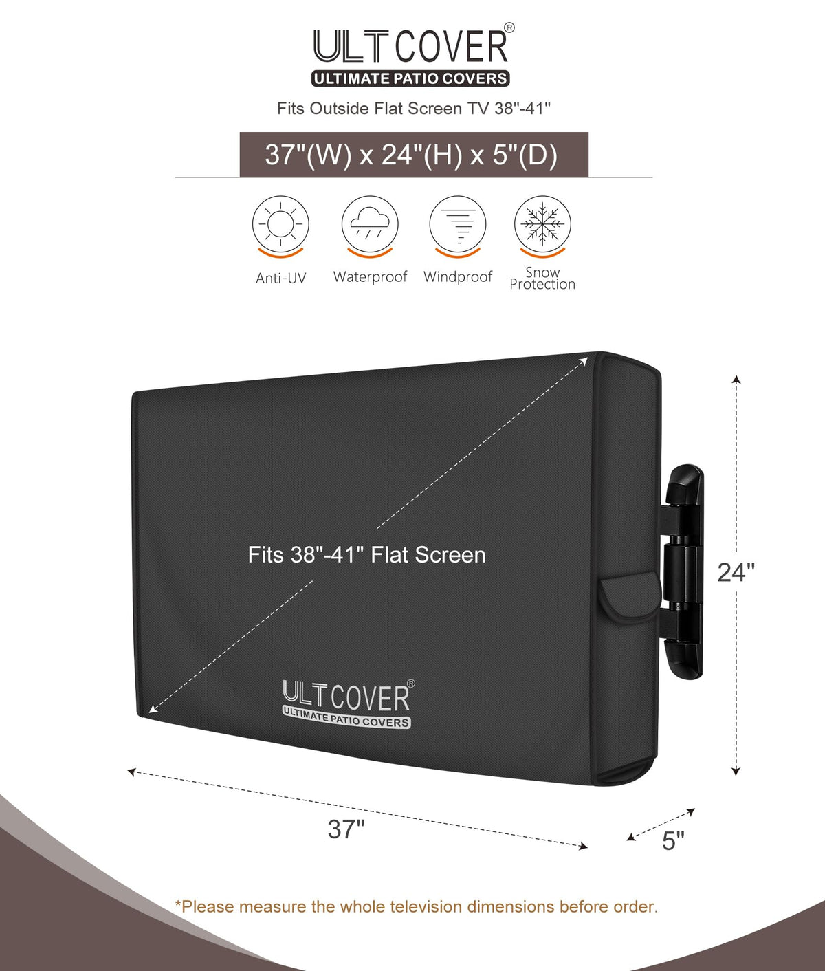 ULTCOVER Waterproof Outdoor TV Cover 55-59 inch, Black